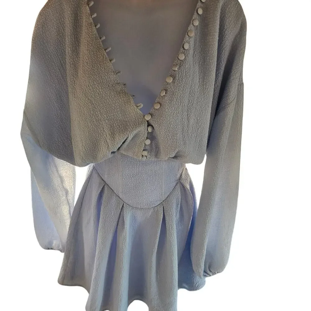 Saboluxe Light Blue Aioki Corset Dress U.S Size 0 Babydoll Lined NWT - Picture 5 of 11